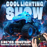 YCFUN Monster Truck Toys for Kids, 360° Spins Remote Control Car with Music and Lights, RC Toy Gift for Boys & Girls (Blue)