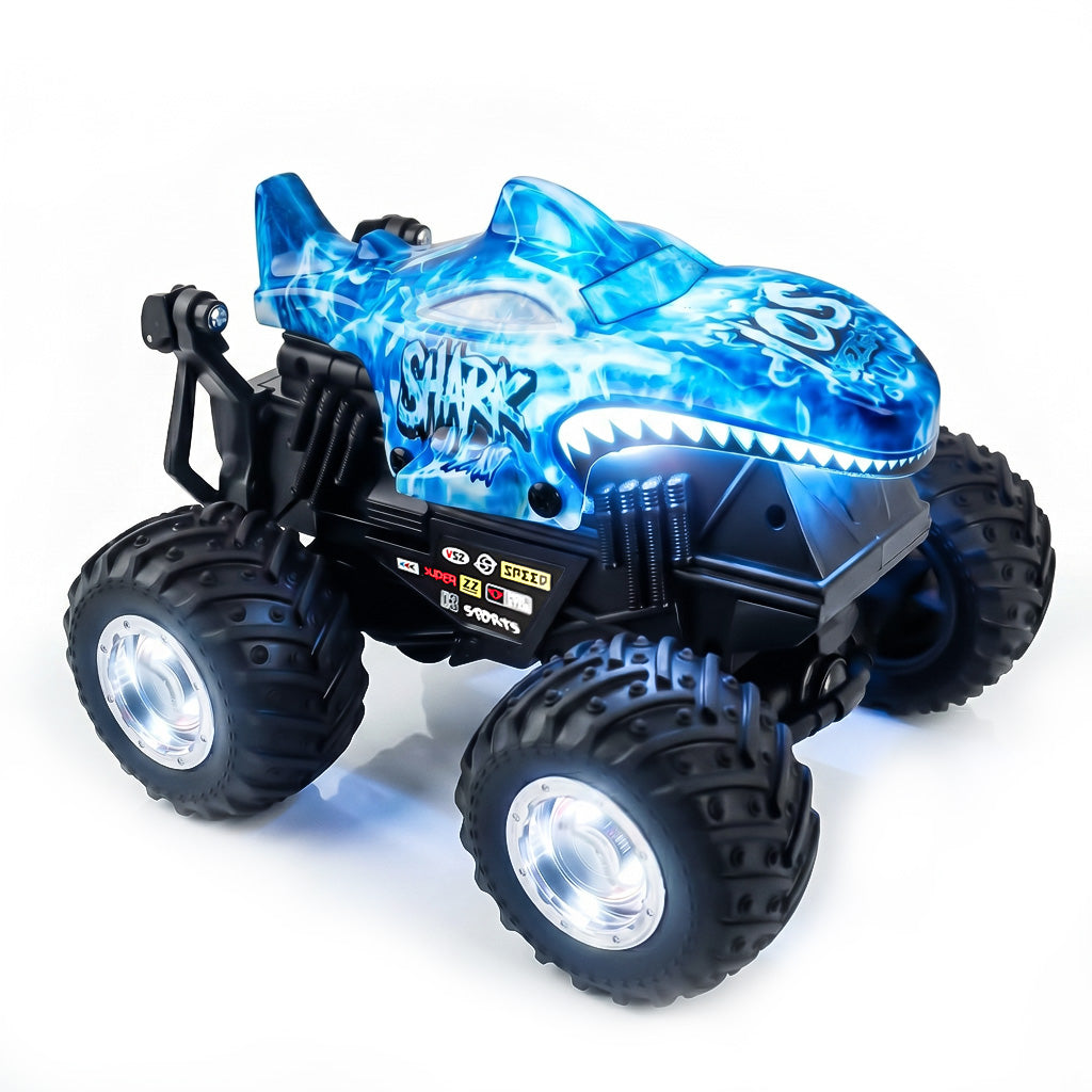 YCFUN RC Monster Truck for Boys, Shark RC Car with 360° Spins, Lights & Music, All Terrain Off Road Toy Gift for Boys & Girls Ages 3+