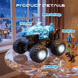 YCFUN RC Monster Truck for Boys, Shark RC Car with 360° Spins, Lights & Music, All Terrain Off Road Toy Gift for Boys & Girls Ages 3+