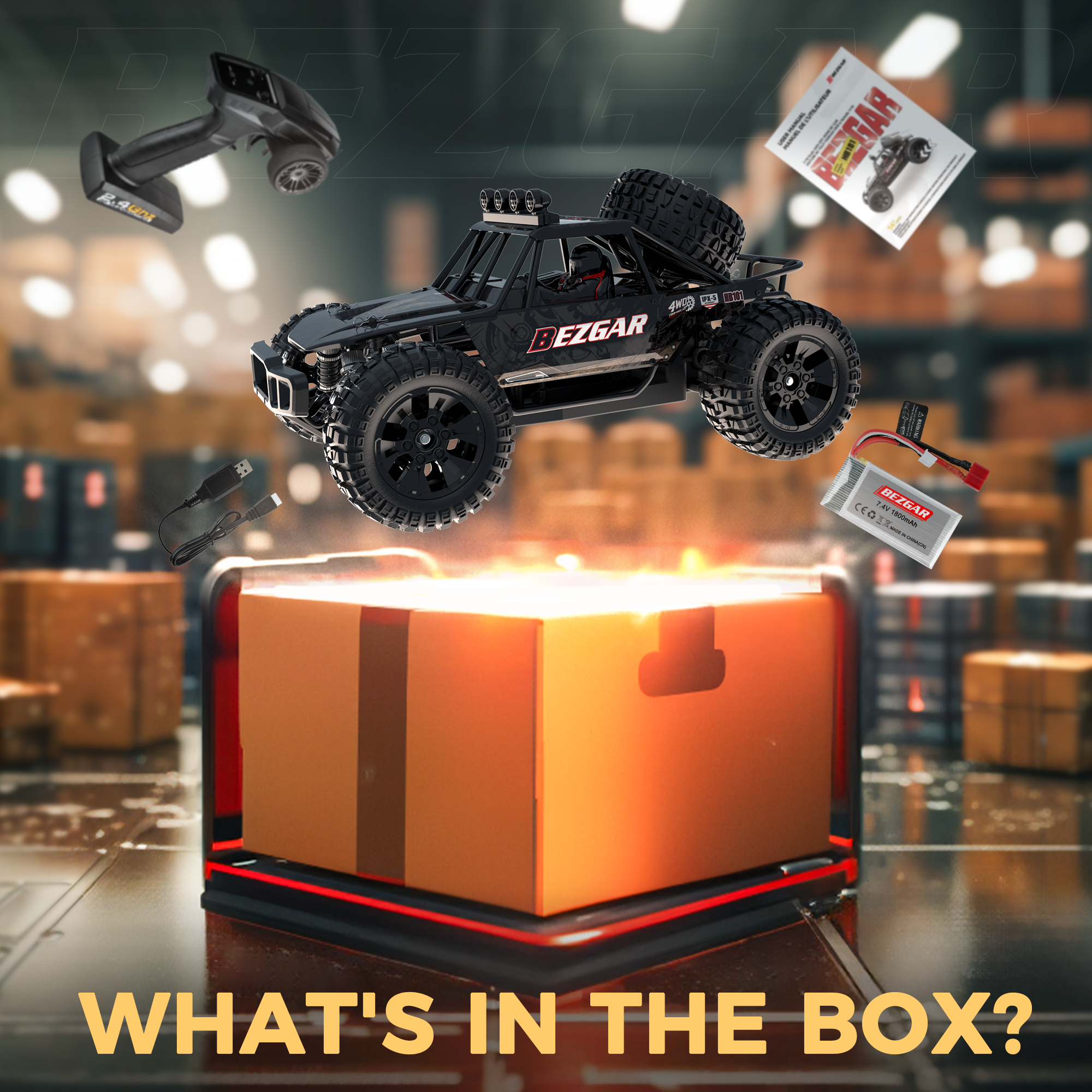 YCFUN 1:10 Remote Control Car, 4WD High Speed 48km/h All Terrains off Road RC Buggy