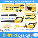 2-in-1 Kids Leaf Blower & Weed Trimmer Toy with Goggles, Real Working Garden Tools with LED & Sounds, Outdoor Toy for Boys Girls Ages 3-8