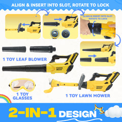 2-in-1 Kids Leaf Blower & Weed Trimmer Toy with Goggles, Real Working Garden Tools with LED & Sounds, Outdoor Toy for Boys Girls Ages 3-8
