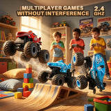 YCFUN RC Monster Truck Toy for Kids, 360° Spins RC Car with Music and LED Car Shell & Wheels for Boys Girls Ages 3+ (Red)