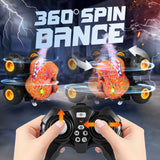 YCFUN Remote Control Car for Boy, Dinosaur RC Monster Truck with Spray, LED & Music, 360° Stunt RC Car for Kids Ages 3-6 6-8, Dinosaur Toy Gift