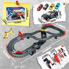 YCFUN Slot Car Race Track with 4 High Speed Light-Up Car, 2 Electric Controller and 2 Hand Controller, Christmas Birthday Gifts for Kids 3-12