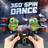 YCFUN RC Monster Truck Toy for Boys, 360° Spins Dinosaur Toy RC Car with Lights, Music and Spray, Remote Control Car for Boys Kids Ages 3+