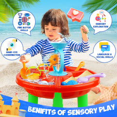 Water Table, YCFUN Outdoor Toys Sand Water Tables for Toddlers Boys Girls 1-3, Plastic
