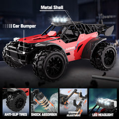 YCFUN 1:18 Scale RC Monster Truck Toys - 2.4Ghz Electric Remote Control Cars with LEDs