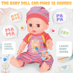 16 Inch Baby Doll, YCFUN Dolls Toy Set Baby Girl Toys Pretend Play Preschool Toys Gift for Toddlers