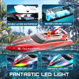 10" Remote Control Boat for Kids, 2-Pack RC Boats with LED Lights & Low Battery Warning, Summer Outdoor Water Toys for Boys Girls Ages 3-12