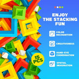 YCFUN Baby Toys for 6-12 Months, Bellochiddo 15Pcs Stacking Toys Montessori Toys for Infant Toddlers Kids