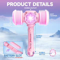 YCFUN Hammer Bubble Guns with LED Lights & Sound, Outdoor Bubble Machine Toys