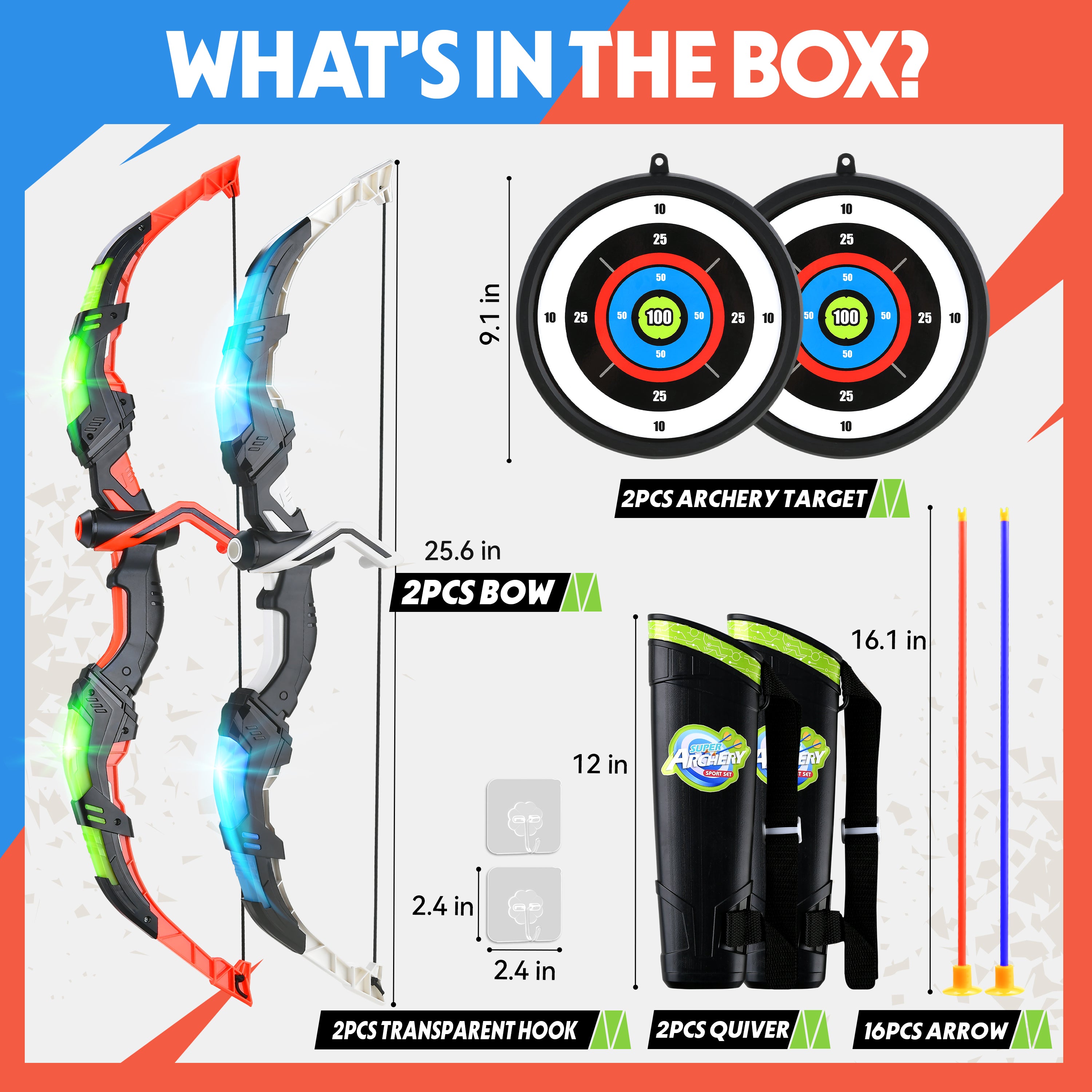 YCFUN 2 Pack Bow and Arrow Toy Set for Kids Boys Girs with Target&Quiver, Archery Targets Outdoor Toys for Toddlers 3+
