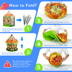 YCFUN Kids Play Tent for Boys Girls and Toddlers, Dinosaur Discovery Pop Up Tent, Dinosaur Toys for Kids