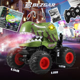 YCFUN RC Monster Truck Toy for Boys, 360° Spins Dinosaur Toy RC Car with Lights, Music and Spray, Remote Control Car for Boys Kids Ages 3+