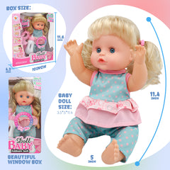 YCFUN Interactive Baby Doll with 12 Sounds & Pee Function, 12" Toy Doll Set with Bottle & Diaper, Pretend Play Toy Gift for Toddlers 3+
