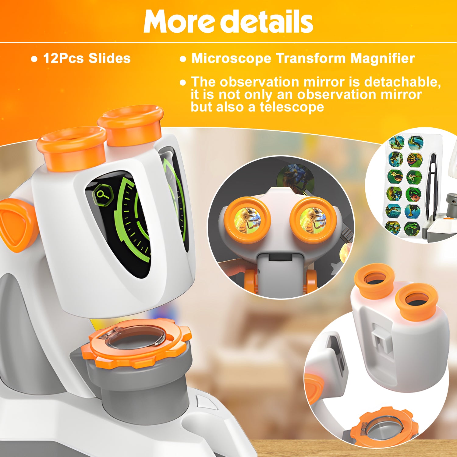 YCFUN Toy Microscope for Kids Boys Girls 3+, STEM & Science Interactive Learning Microscope Kits