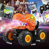 YCFUN Remote Control Car for Boy, Dinosaur RC Monster Truck with Spray, LED & Music, 360° Stunt RC Car for Kids Ages 3-6 6-8, Dinosaur Toy Gift