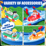 YCFUN Kids Outdoor Water Table Toys, Water Park Playset 50Pcs DIY Table Beach Toy