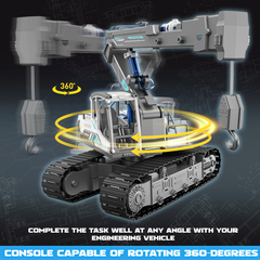 YCFUN 168 Pcs Model Building Kit with Hydraulic, 3-in-1 Construction Truck Set with Crane, Excavator & Wood Loader, Engineering Build Toy for Kid 6-13