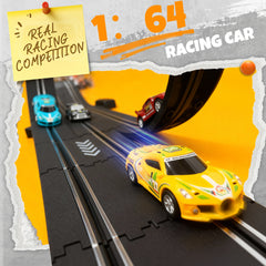 YCFUN Slot Car Sets for Kids, Electric Race Track set with 4 High Speed Light-Up Car and 2 Electric Controller, Christmas Birthday Gifts for Kids 3-12