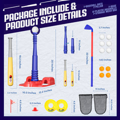 YCFUN Toddler T Ball & Golf Set, 2-in-1 Outdoor Tee Ball and Golf Toys for Kids Ages 3-8, Sports Play Set Birthday Gifts for Boys & Girls