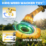 2-in-1 Kids Leaf Blower & Weed Trimmer Toy with Goggles, Real Working Garden Tools with LED & Sounds, Outdoor Toy for Boys Girls Ages 3-8