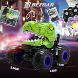 YCFUN Dinosaur RC Monster Truck, 360° Spins RC Stunt Car with Spray, LED & Music, Remote Control Car Dinosaur Toy for Boys Kids Ages 3-8