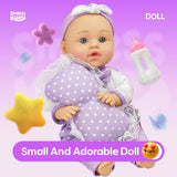 YCFUN Soft Body Baby Doll Set with Portable Toy Cradle, Washable Clothes & Pacifier, Pretend Play Toy for Kids 1-3