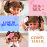 YCFUN Interactive Talking Baby Doll with Styling Hair Set, 12" Singing Toy with Comb & Mirror, Gift for Toddlers Age 2-6