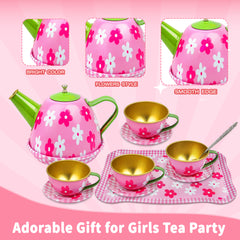 YCFUN 45 Pieces Kids Tea Party Set, Preschool Pretend Play Kitchen Toys for Ages 3+