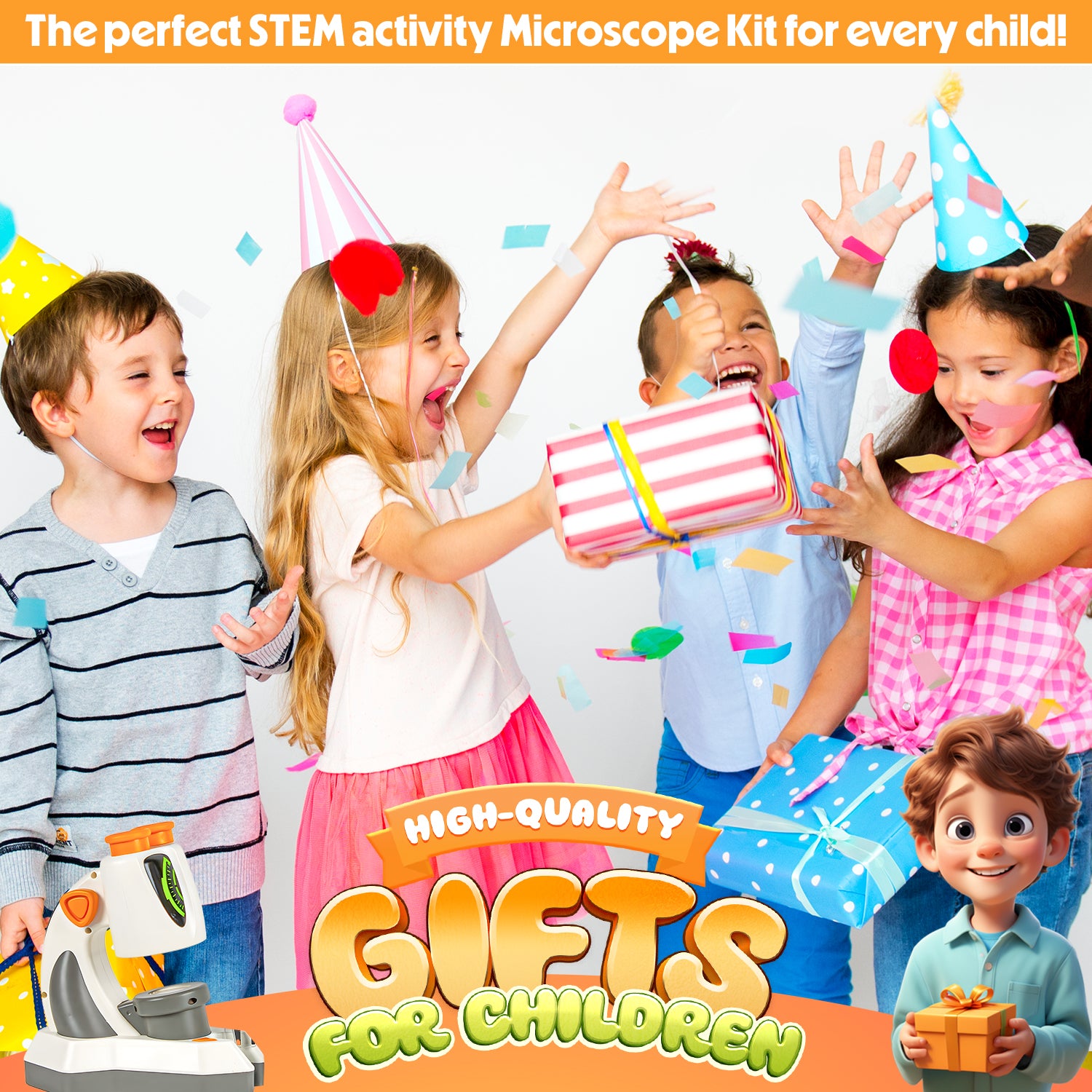 YCFUN Toy Microscope for Kids Boys Girls 3+, STEM & Science Interactive Learning Microscope Kits