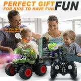 YCFUN RC Monster Truck Toy for Boys, 360° Spins Dinosaur Toy RC Car with Lights, Music and Spray, Remote Control Car for Boys Kids Ages 3+