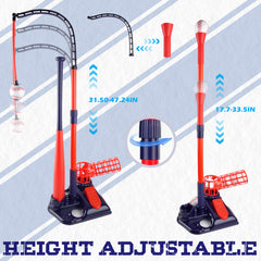 YCFUN 3-in-1 T Ball Set with Adjustable Height Baseball Stand, Hanging Tee, Serve Machine with 6 Balls