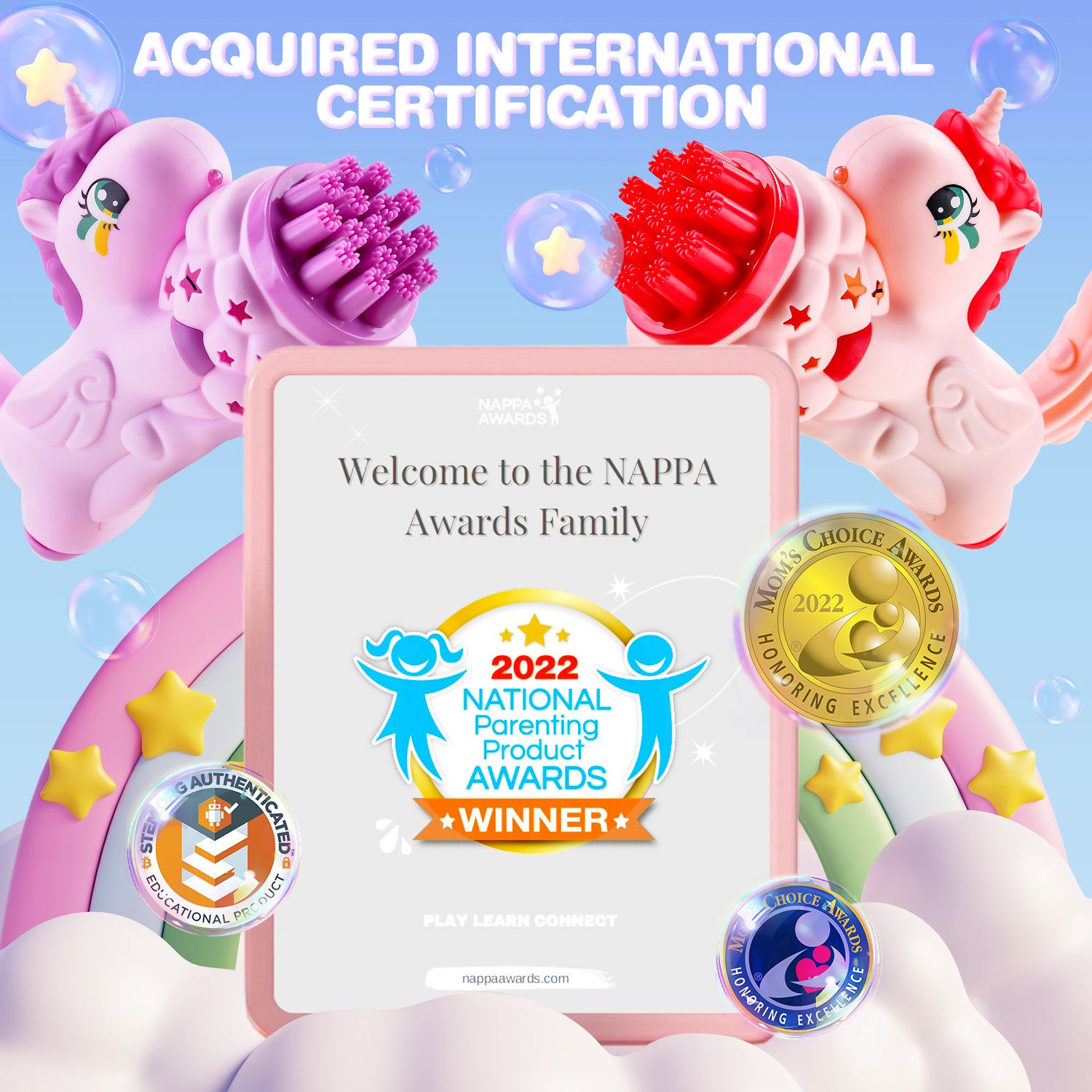 YCFUN 2 Pack Bubble Gun, Unicorn Bubble Machine for Toddlers Kids Boys Girls Age 3+, Includes Bubble Solution