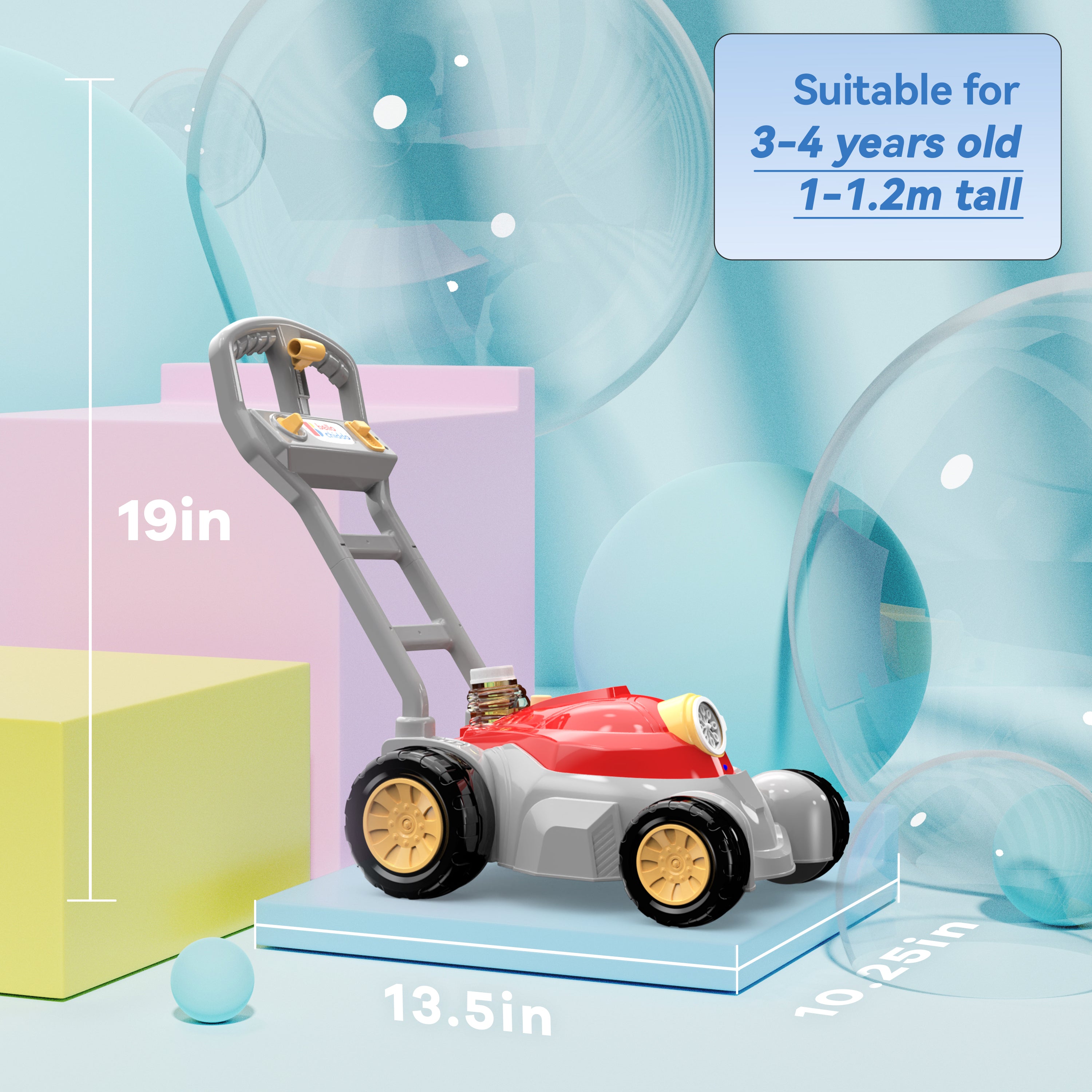 (Upgraded 5000+ Bubbles Per Min) Bubble Lawn Mower,Bubble Machine for Toddlers 3-5 Outdoor,Backyard,Gardening Toy Birthday Gift Preschool Kids Boys,Girls(Large)