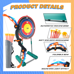 YCFUN Bow and Arrow Set for Kids with Moving Stand-Up Target, LED Light and Sound