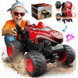 YCFUN Monster Truck Toys for Kids, 360° Spins Remote Control Car with Music and Lights, RC Toy Gift for Boys & Girls (Red)