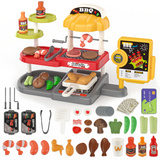 YCFUN Pretend Play Food Toy with Cash Register, 3-in-1 Kids BBQ Toy Shop Set