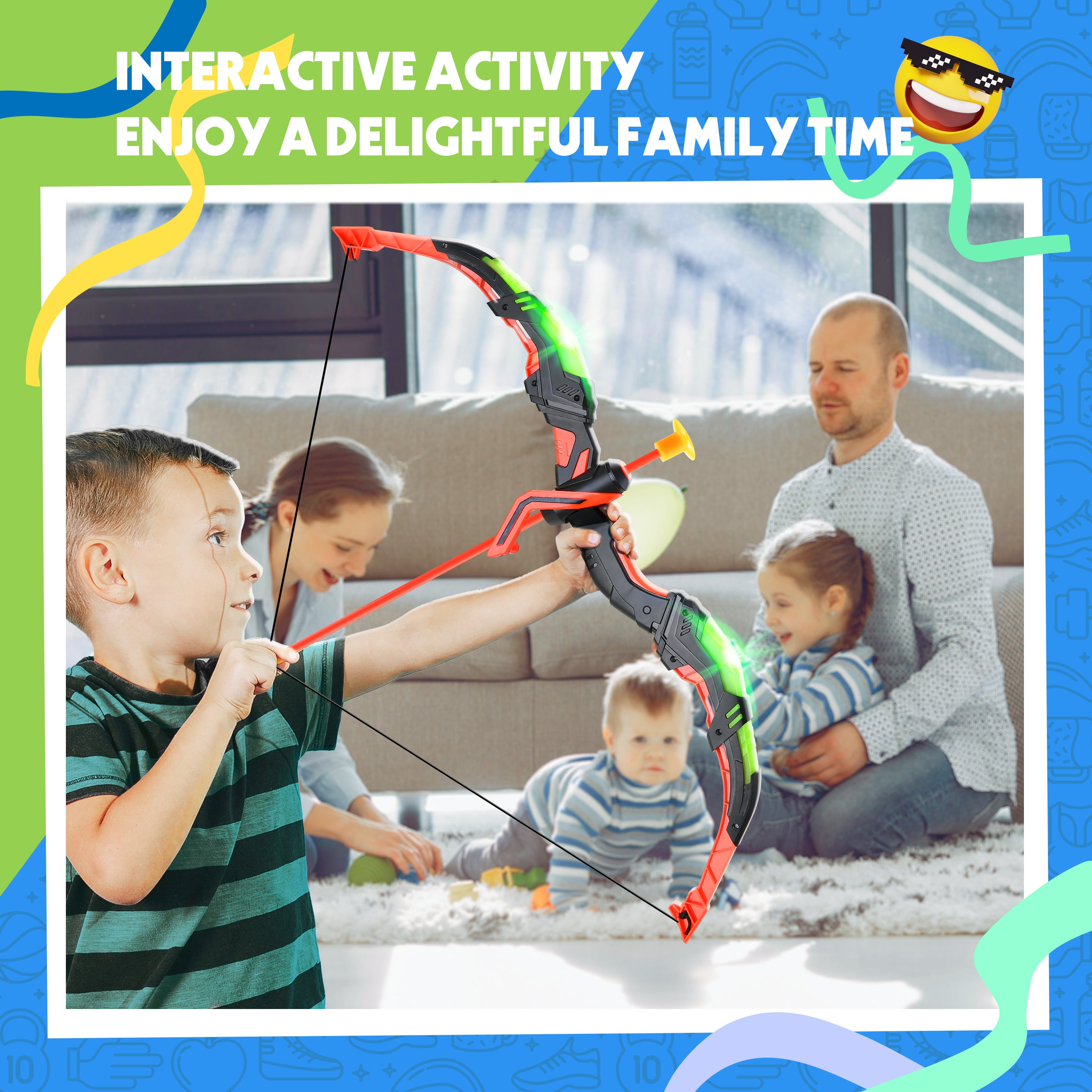 YCFUN 2 Pack Bow and Arrow Toy Set for Kids Boys Girs with Target&Quiver, Archery Targets Outdoor Toys for Toddlers 3+