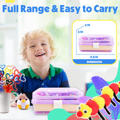1100+ Pcs Arts and Crafts Kit with Beads, Stickers & Sequins, Portable 3-Tier Carrying Case for Boys Girls (Purple)