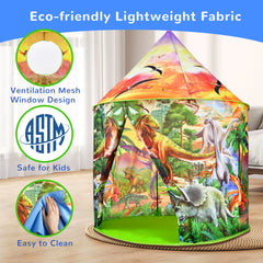 YCFUN Kids Play Tent for Boys Girls and Toddlers, Dinosaur Discovery Pop Up Tent, Dinosaur Toys for Kids