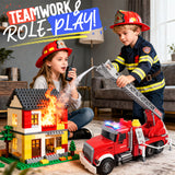 Large Fire Truck Toy for Kids, Fire Engine Toy with Lights & Sounds, 17" Extendable Ladder & Working Water Pump, Birthday Gift for Boys