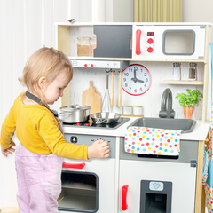 YCFUN Kids Toys, YCFUN Pretend Play Kitchen Wooden Toy Set for Kids Toddlers with Realistic Lights and Sounds