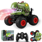YCFUN RC Monster Truck Toy for Boys, 360° Spins Dinosaur Toy RC Car with Lights, Music and Spray, Remote Control Car for Boys Kids Ages 3+
