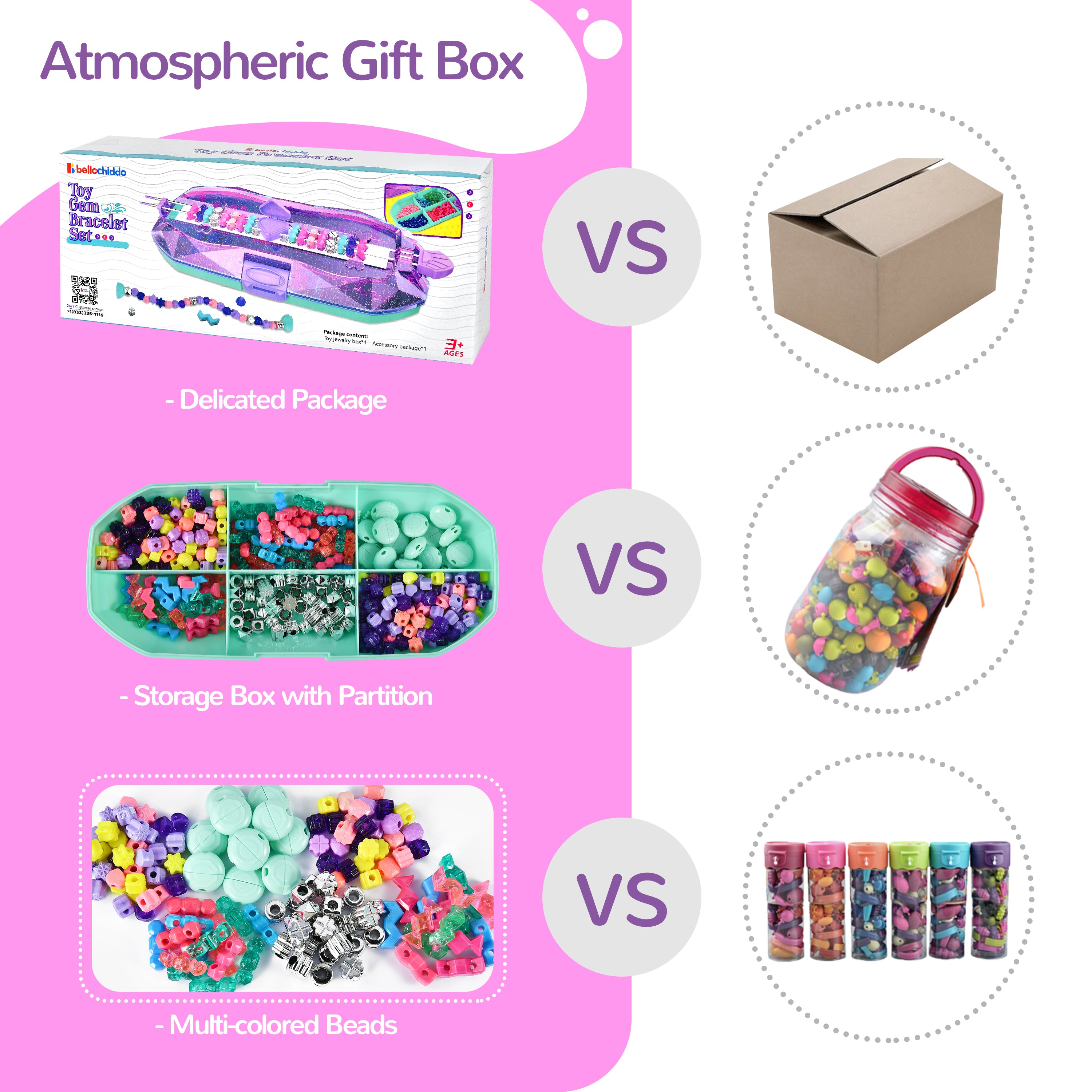 Bracelet Making Kit, YCFUN Toy Gem Makeup Jewelry Making Kit with Storage Box, DIY Girls Toys for Child Ages 6+