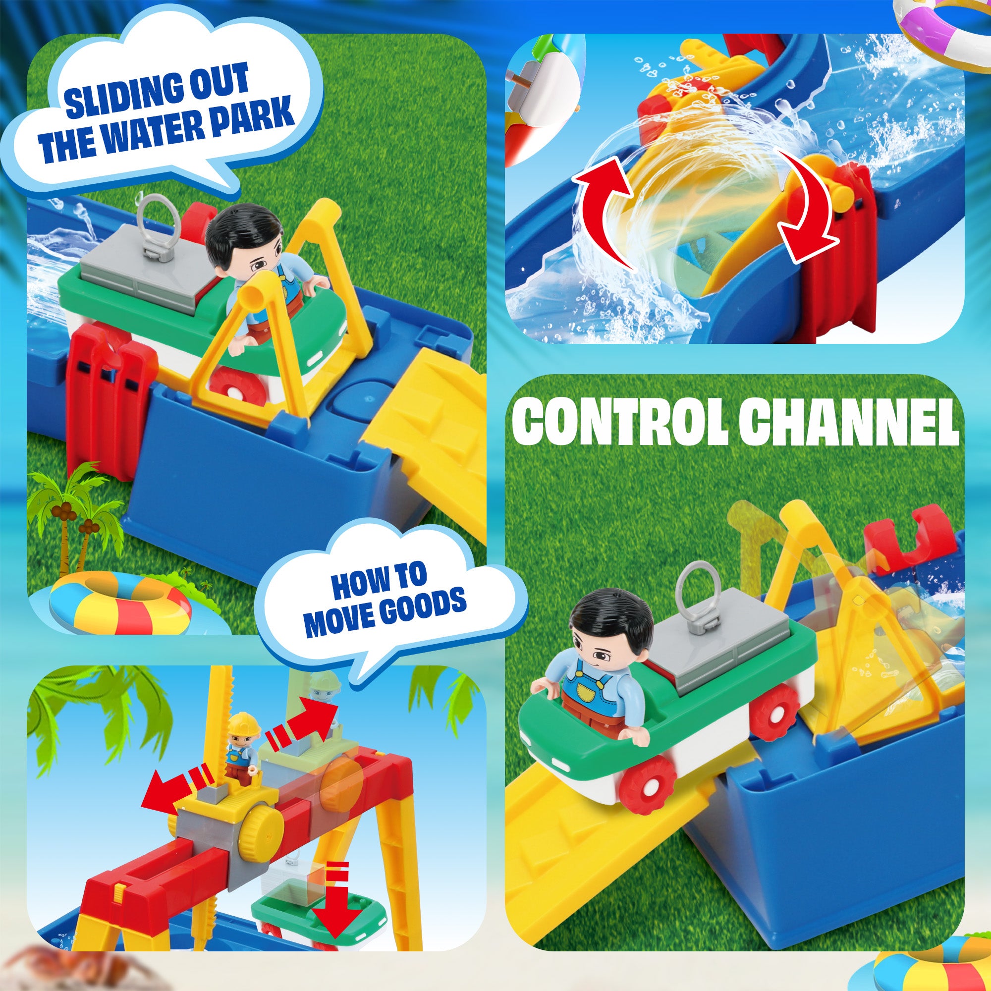 YCFUN Water Table for Toddlers, 50Pcs Outdoor Water Park Playset for Kids