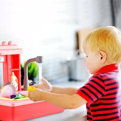 YCFUN Plastic Real Sink Playset with Running Water, Pretend Play Kids Kitchen Sink for Girls Boys, Toddler and Preschool Toys