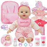 12 Inch Soft Body Baby Doll with 3 Outfits, Backpack & Feeding Accessories, Doll Carrier Toys Set for Toddlers Girls