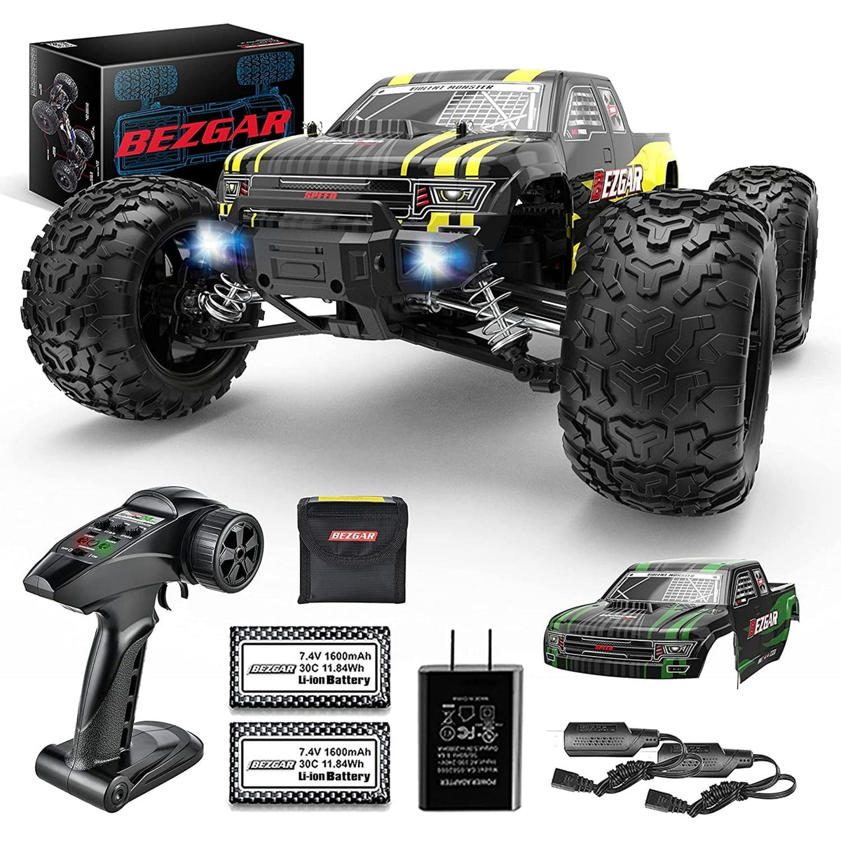 YCFUN 1:10 Remote Control Cars for Adults, 42KM/H RC Cars 4WD High Speed Brushed RC Trucks for Kids